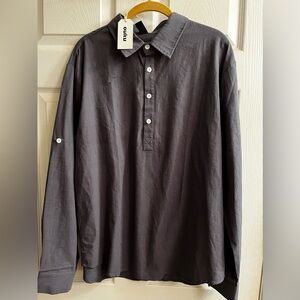 OUKU~ MEN’S GRAY SHIRT~ADJUSTABLE SLEEVES~NWT